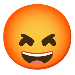 grinning face with smiling eyes and enraged face