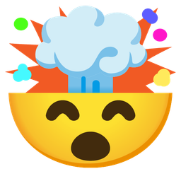 grinning face with smiling eyes and exploding head