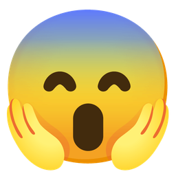 grinning face with smiling eyes and face screaming in fear