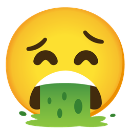 grinning face with smiling eyes and face vomiting