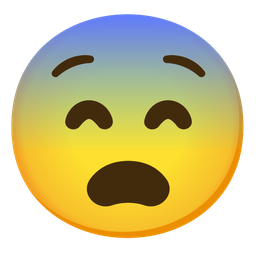 grinning face with smiling eyes and fearful face