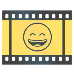 grinning face with smiling eyes and film frames