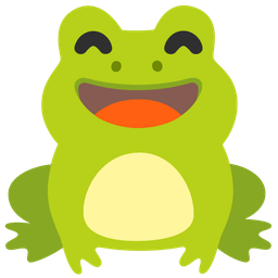 grinning face with smiling eyes and frog