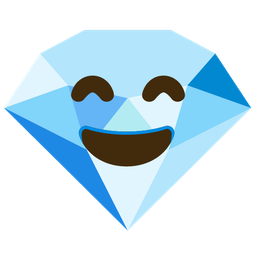 grinning face with smiling eyes and gem stone