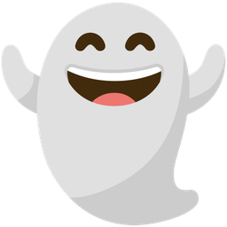 grinning face with smiling eyes and ghost