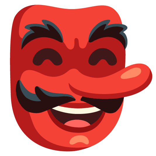 Grinning face with smiling eyes and Goblin