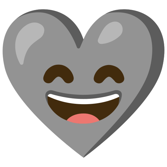 Grinning face with smiling eyes and Grey heart