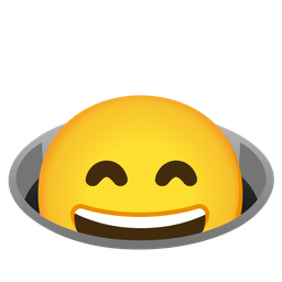 grinning face with smiling eyes and hole