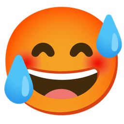 grinning face with smiling eyes and hot face