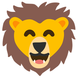 grinning face with smiling eyes and lion