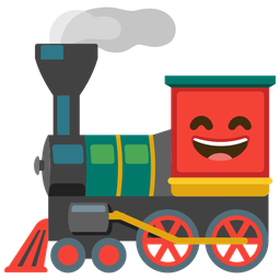 grinning face with smiling eyes and locomotive