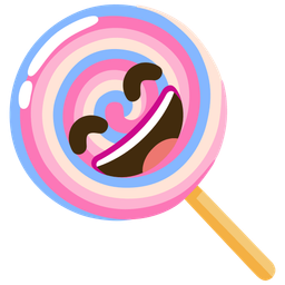 grinning face with smiling eyes and lollipop