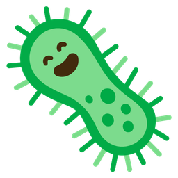 grinning face with smiling eyes and microbe