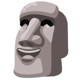 grinning face with smiling eyes and moai