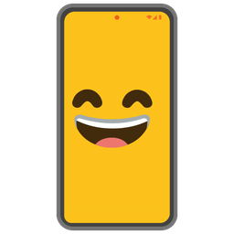grinning face with smiling eyes and mobile phone