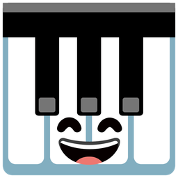 grinning face with smiling eyes and musical keyboard
