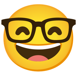 grinning face with smiling eyes and nerd face