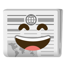 grinning face with smiling eyes and newspaper