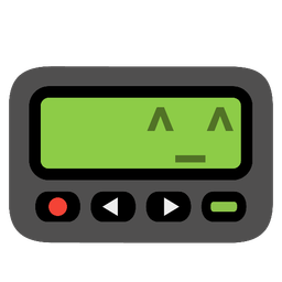 grinning face with smiling eyes and pager