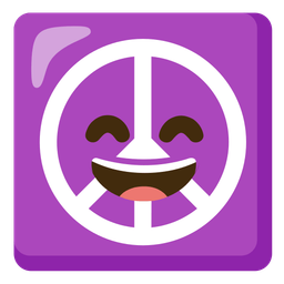 grinning face with smiling eyes and peace symbol
