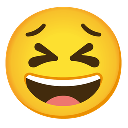 grinning face with smiling eyes and persevering face