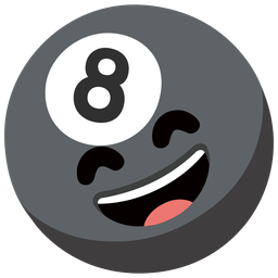 grinning face with smiling eyes and pool 8 ball