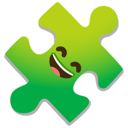 grinning face with smiling eyes and puzzle piece