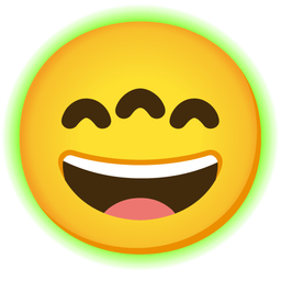 grinning face with smiling eyes and radioactive