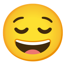 grinning face with smiling eyes and relieved face