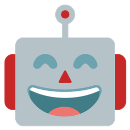grinning face with smiling eyes and robot
