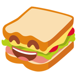 grinning face with smiling eyes and sandwich