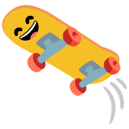 grinning face with smiling eyes and skateboard