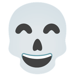 grinning face with smiling eyes and skull