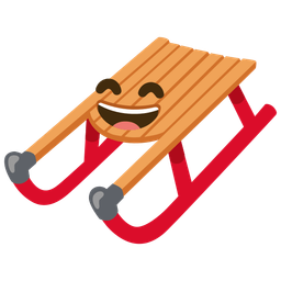 grinning face with smiling eyes and sled