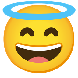 Grinning face with smiling eyes and Smiling face with halo