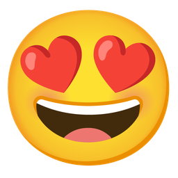 Grinning face with smiling eyes and Smiling face with heart-eyes