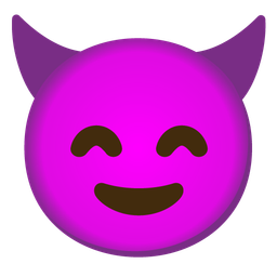 grinning face with smiling eyes and smiling face with horns
