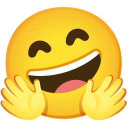 Grinning face with smiling eyes and Smiling face with open hands