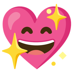 grinning face with smiling eyes and sparkling heart
