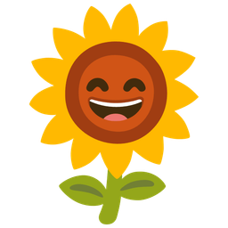 grinning face with smiling eyes and sunflower