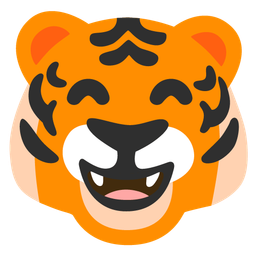 grinning face with smiling eyes and tiger face