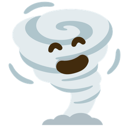grinning face with smiling eyes and tornado