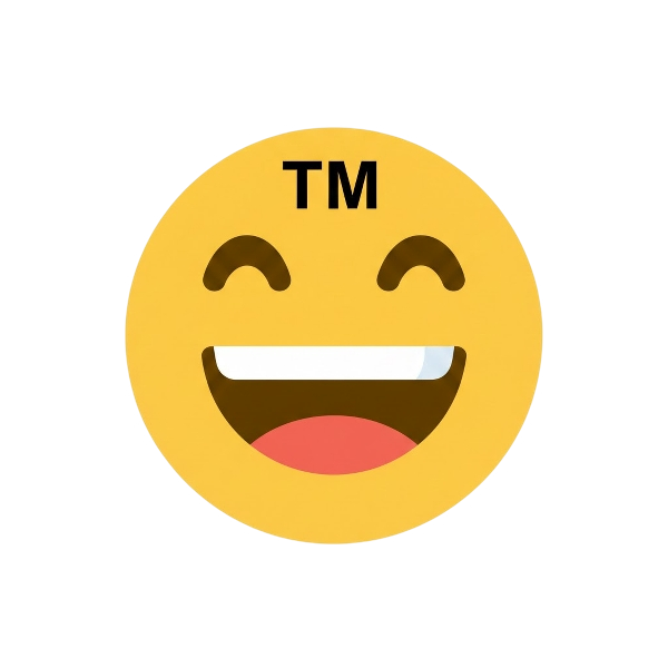 Grinning face with smiling eyes and Trade mark