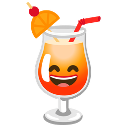 grinning face with smiling eyes and tropical drink