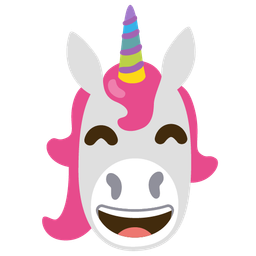 grinning face with smiling eyes and unicorn