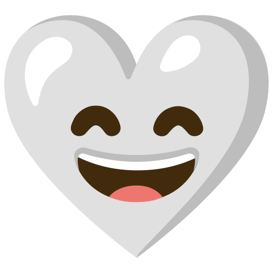 Grinning face with smiling eyes and White heart