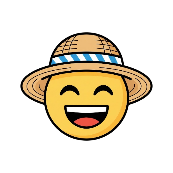 Grinning face with smiling eyes and Woman’s hat