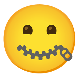 grinning face with smiling eyes and zipper-mouth face