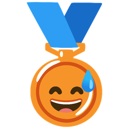 grinning face with sweat and 3rd place medal