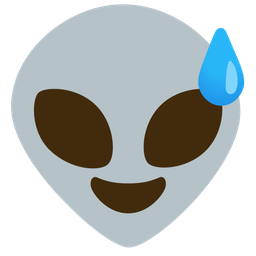 grinning face with sweat and alien
